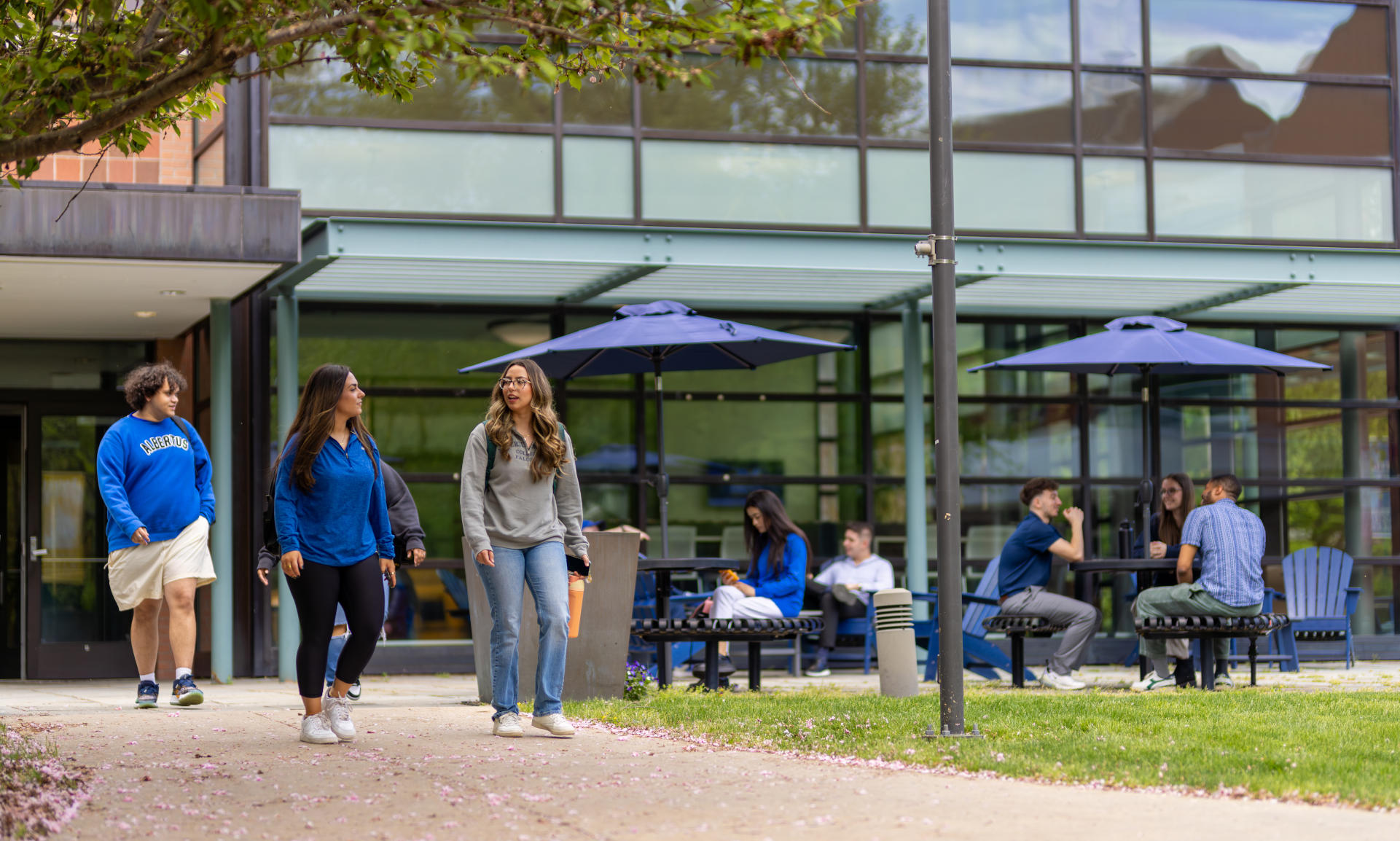 Albertus Students on Bree Common patio