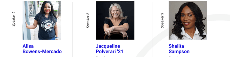 Alisa Bowens-Mercado, Jaqueline Polverari '21, Shalita Sampson