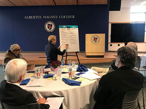 Clergy gathering at Albertus Magnus College